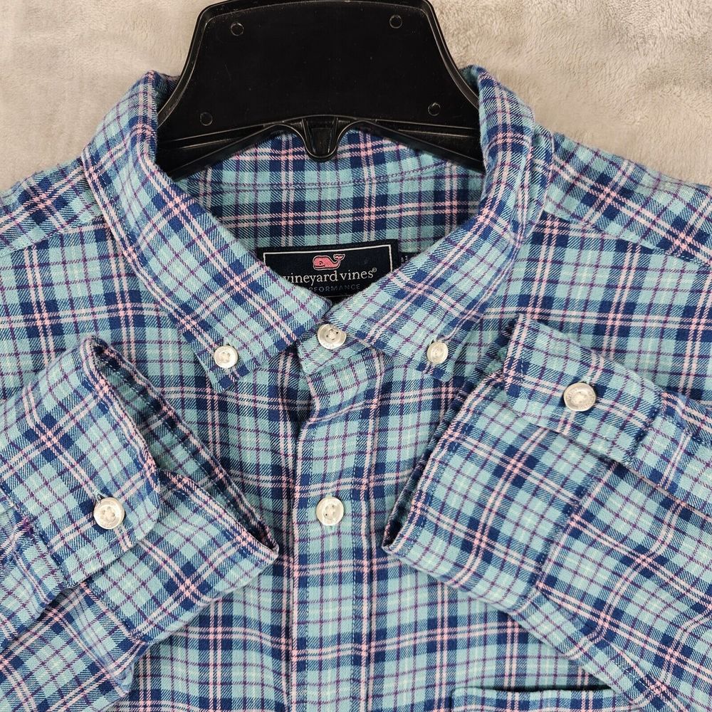 Vineyard Vines Performance Classic Fit Murray Shirt Blue Dress Shirt Mens Large